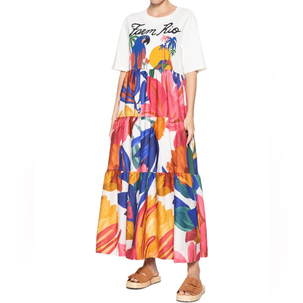 FARM Rio Colorful Floral Midi Dress
